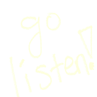 a black background with the word go listen written on it