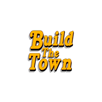 build the town logo on a black background